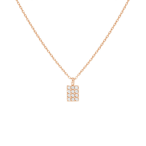 FX0405 925 Sterling Silver Rectangular Zircon Card Necklace