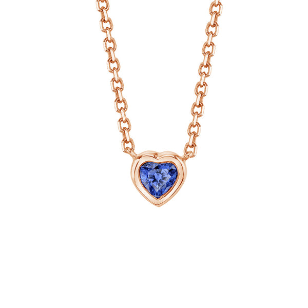 FX0435 925 Sterling Silver Blue Zircon Heart Necklace