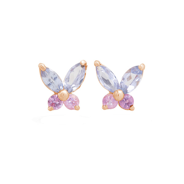 FE1557 925 Sterling Silver Butterfly Cubic Zircon Stud Earrings