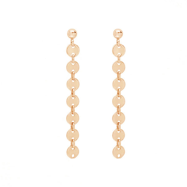 FE0129 925 Sterling Silver Coin Long Earrings