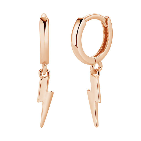 FE0058 925 Sterling Silver Thunder Lightning Hoop Earrings