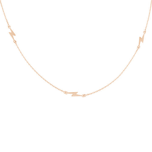 FX0708 925 Sterling Silver Gold Vermeil lightning Necklace