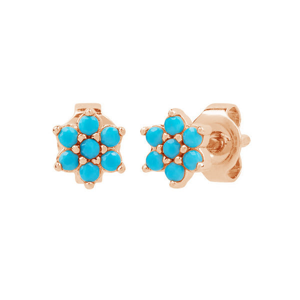 FE1614 Turquoise Flower Studs Earrings