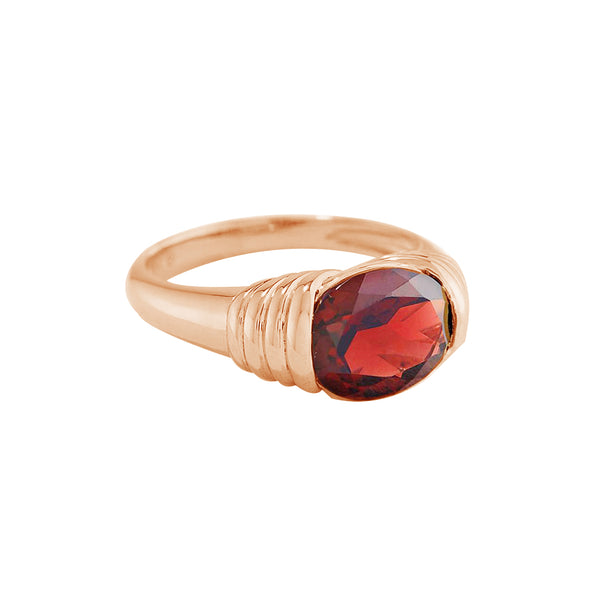 FJ0781 925 Sterling Silver Garnet Stone Ring