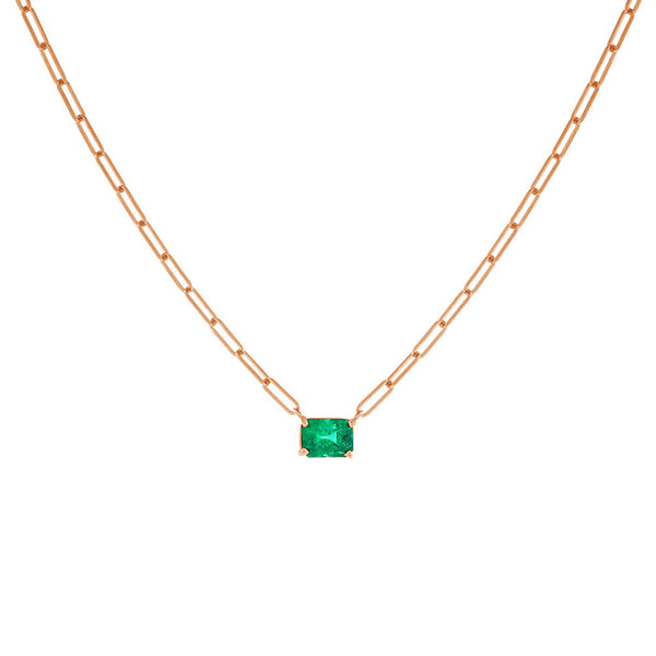 FX0713 925 Sterling Silver Emerald Link Necklace