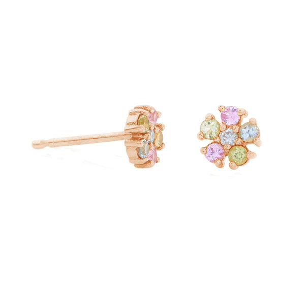 FE1665 925 Sterling Silver Sapphire Flower Stud Earring