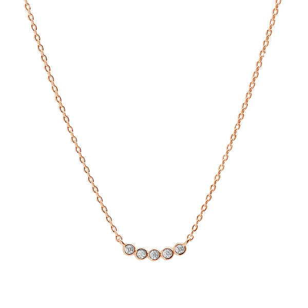 FX0875 925 Sterling Silver Smile Round Bezel Cubic Zirconia Necklace