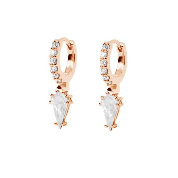 FE1896 925 Sterling Silver Dainty Cubic Zirconia Drop Hoop Earrings