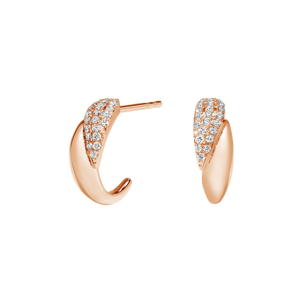 FE1803 925 Sterling Silver Dome CZ Hoops Earrings