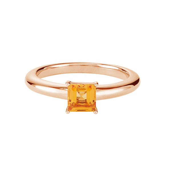FJ0306 925 Sterling Silver Yellow Square Crystal Ring