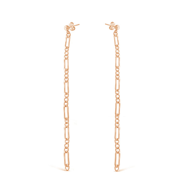 FE0101 925 Sterling Silver Dainty Figaro Long chain Earrings