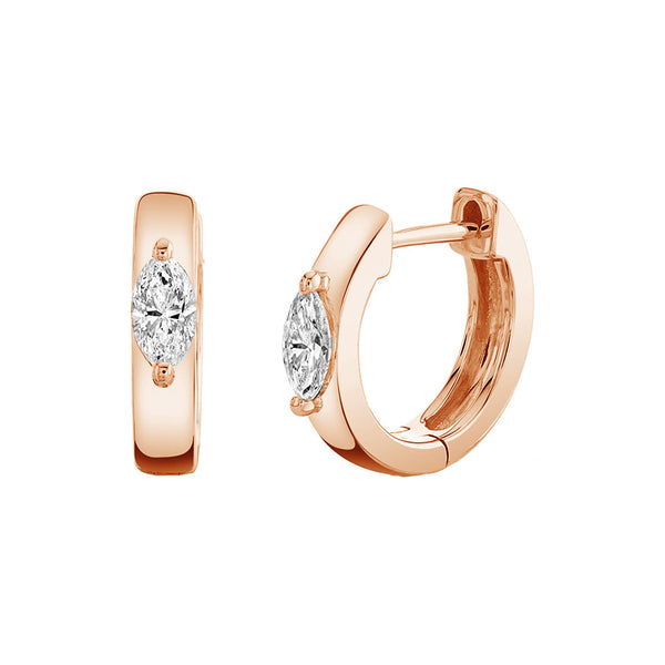 FE1199 925 Sterling Silver Zircon Center Huggies Earrings