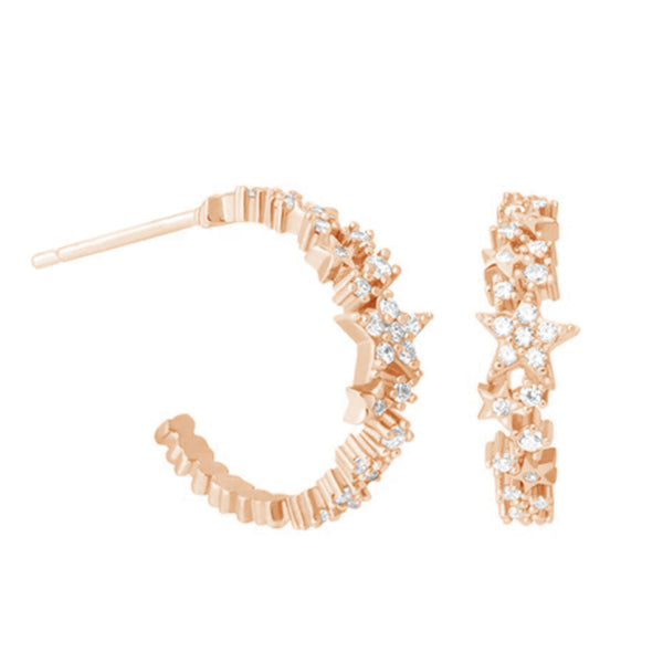 FE0182 925 Sterling Silver Mystic Star Hoop earrings