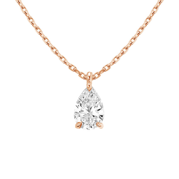 FX0706 925 Sterling Silver Claw Setting Cubic Zirconia Teardrop Necklace