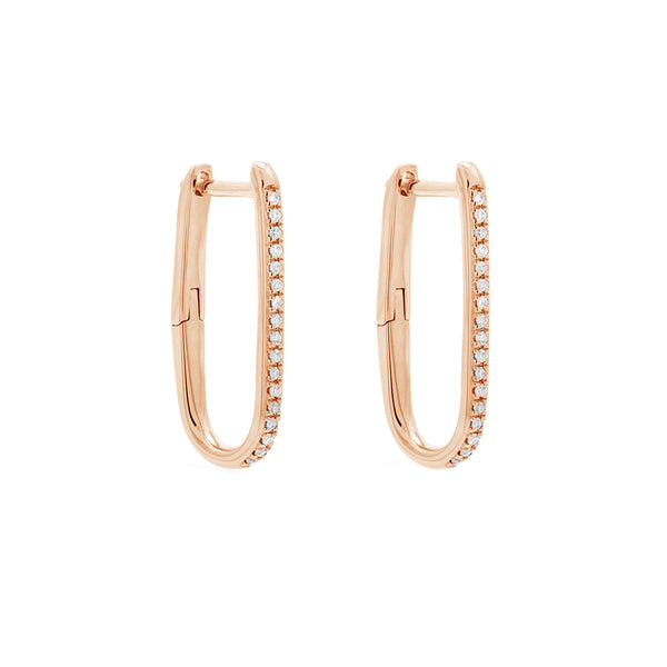 FE1946 925 Sterling Silver Cubic Zirconia oval Huggie Hoop Earrings