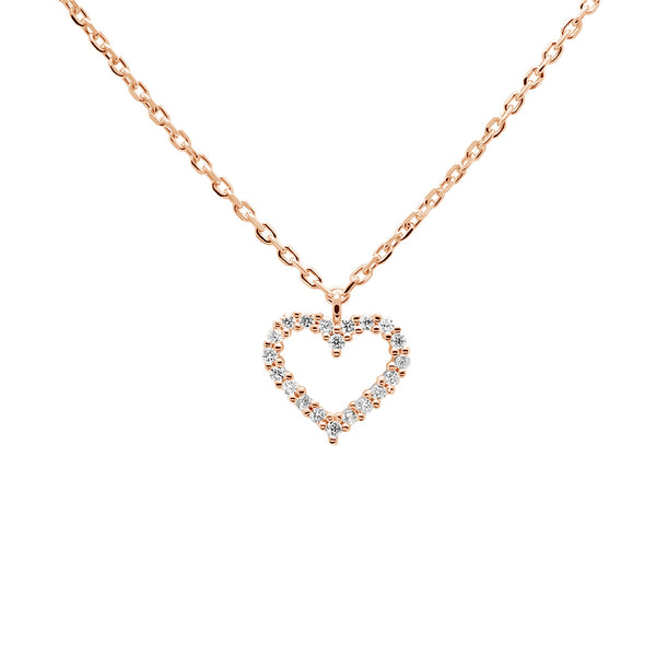 FX0408 925 Sterling Silver Zircon Heart Pendant Necklace