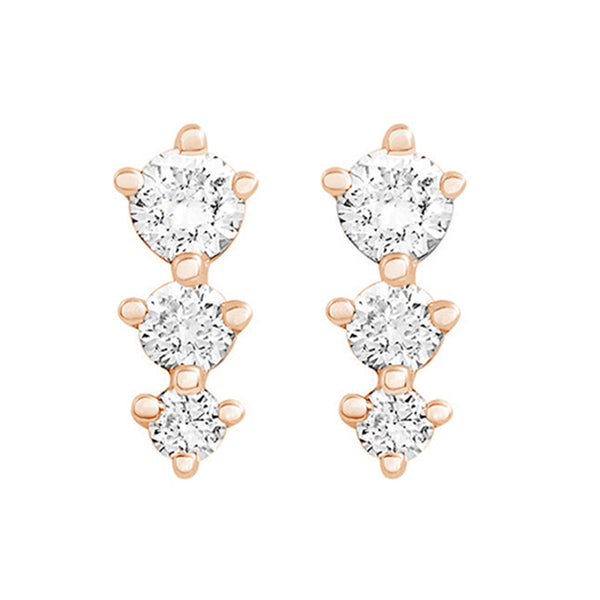 FE0312 925 Sterling Silver Crystal Triangle Earrings