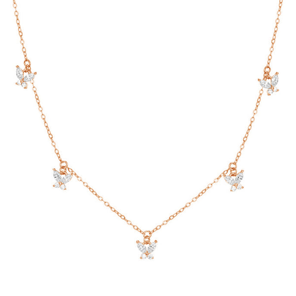 FX0683 925 Sterling Silver CZ Butterfly Pendant Necklace