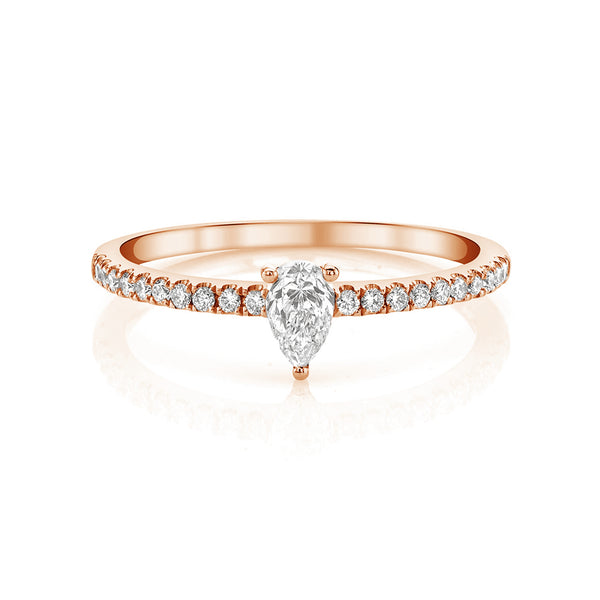 FJ0377 925 Sterling Silver Pear Zircon Pave Ring