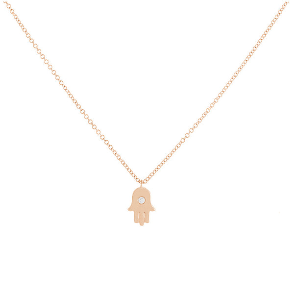 FX0192 925 Sterling Silver Palm Hamsa Hand Necklace