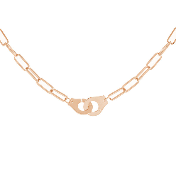 FX0216 925 Sterling Silver Handcuffs Chain Necklace