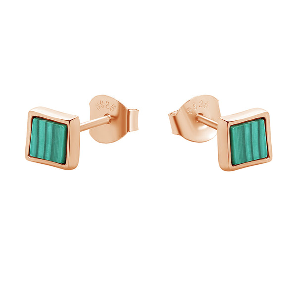 FE0918 925 Sterling Silver Malachite Stud Earrings