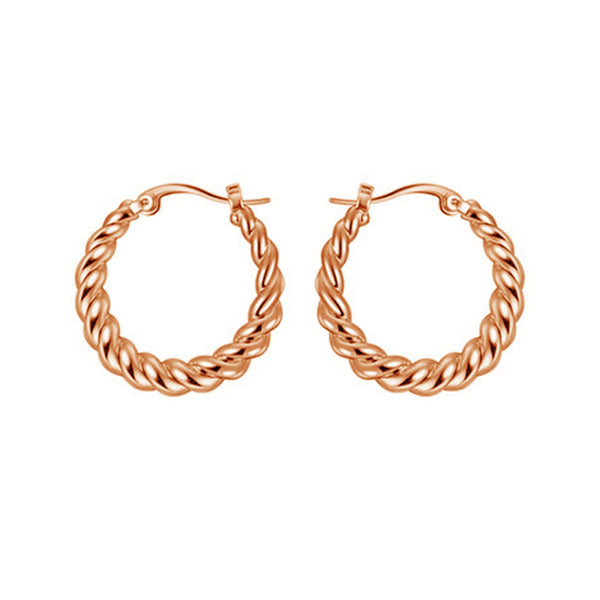 FE1186 925 Sterling Silver New Croissant Twist Hoop Earrings