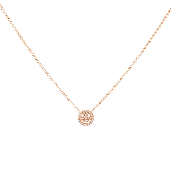 FX0709 925 Sterling Silver Cubic Zirconia Smiley Face Necklace