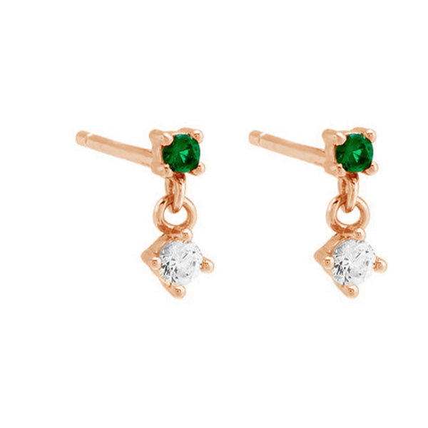 FE1997 925 Sterling Silver Green Cubic Zircoia Drop Stud Earrings