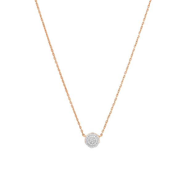 FX0505 925 Sterling Silver Pave Diamond Round Necklace