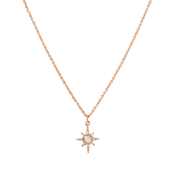 FX0509 925 Sterling Silver Opal Starburst Necklace