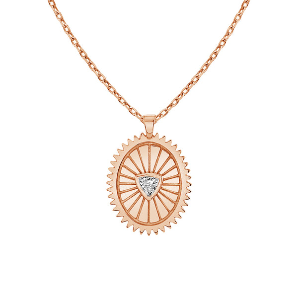 FX0703 925 Sterling Silver Trillion Cubic Zirconia Pendant Necklace