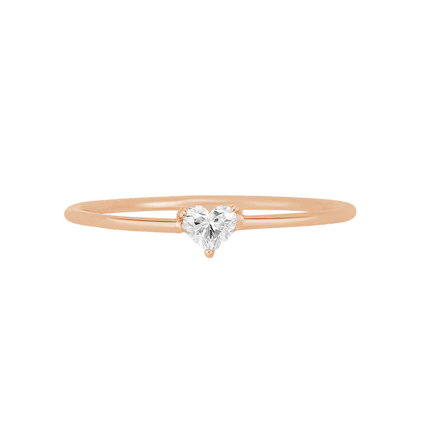 FJ0683 925 Sterling Silver Single Heart Zircon Ring
