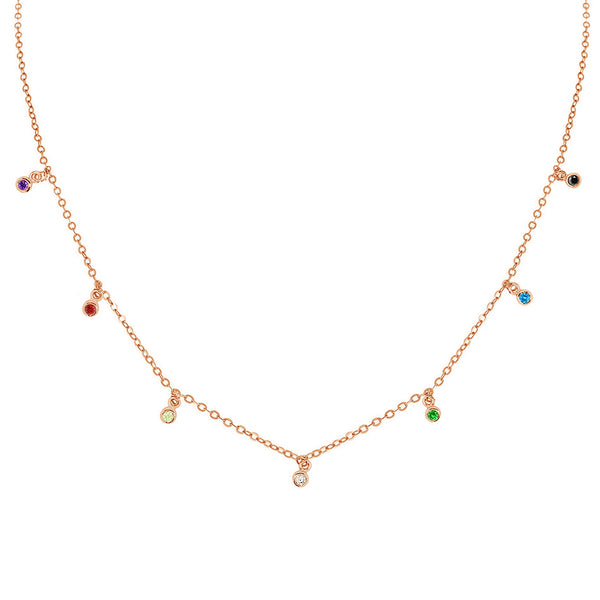 FX0454 925 Sterling Silver Confetti Rainbow Necklace