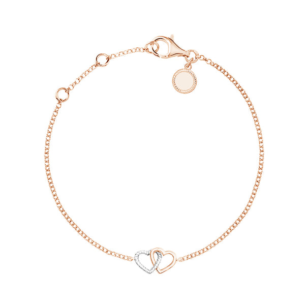 FS0015 925 Sterling Silver double heart bracelet