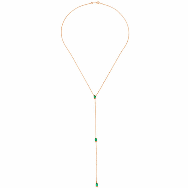 FX0436 925 Sterling Silver Green Zircon Lariat Necklace