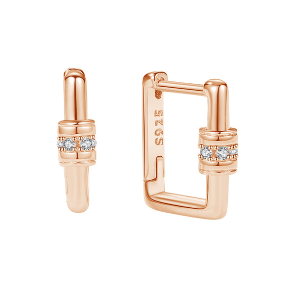 FE1879 925 Sterling Silver Carabiner Hoop earrings