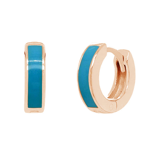 FE0088 Turquoise Enamel Hoop Earrings