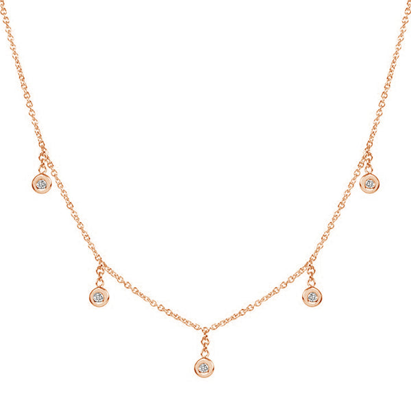 FX0447 925 Sterling Silver Five Zircon Bezel Necklace