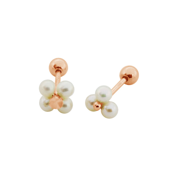 PE0086 925 Sterling Silver White Shell Pearl Floer Stud Earrings