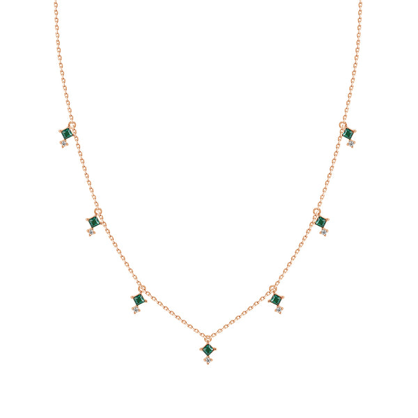 FX0836 925 Sterling Silver Green Cubic Zirconia Necklace