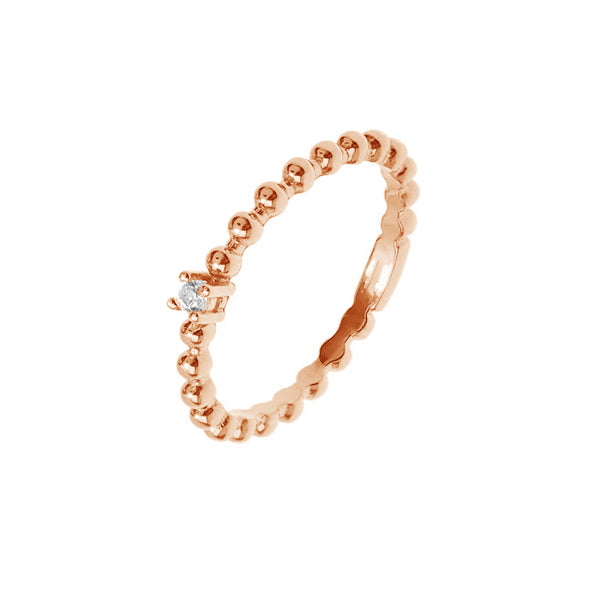 FJ0351 925 Sterling Silver Beaded Zircon Ring