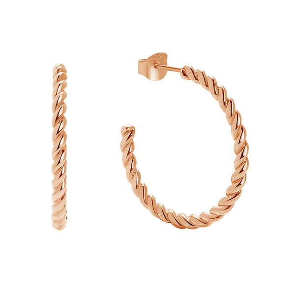 FE0238 925 Sterling Silver Gold Twist Hoop Earrings