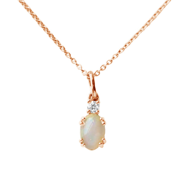 FX0547 925 Sterling Silver Opal Pendant Necklace