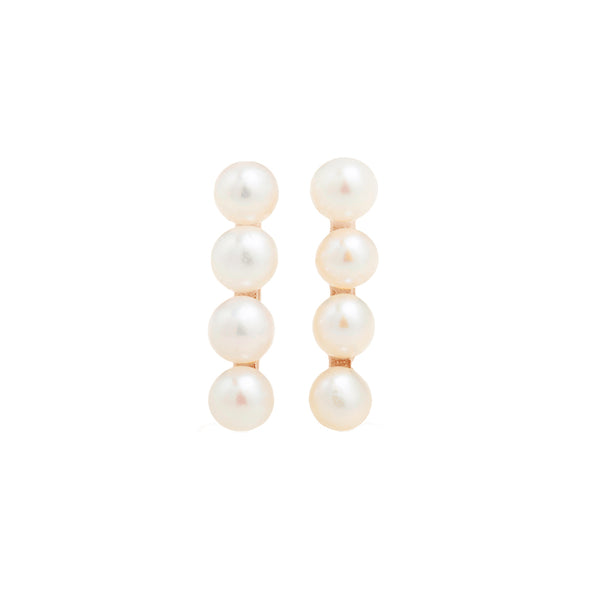 PE0005 925 Sterling Silver Vertical Quartet Freshwater Pearl Stud Earrings