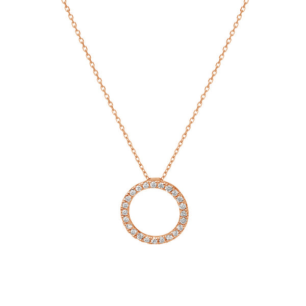 FX0403 925 Sterling Silver Zircon Circle Pendant Necklace
