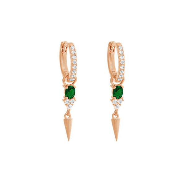 FE1906 925 Sterling Silver Pave Mini Spike Drop Huggie Earring