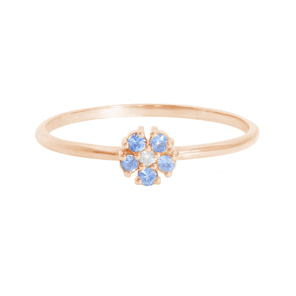 FJ0731 925 Sterling Silver Blue Sapphire Flower Ring