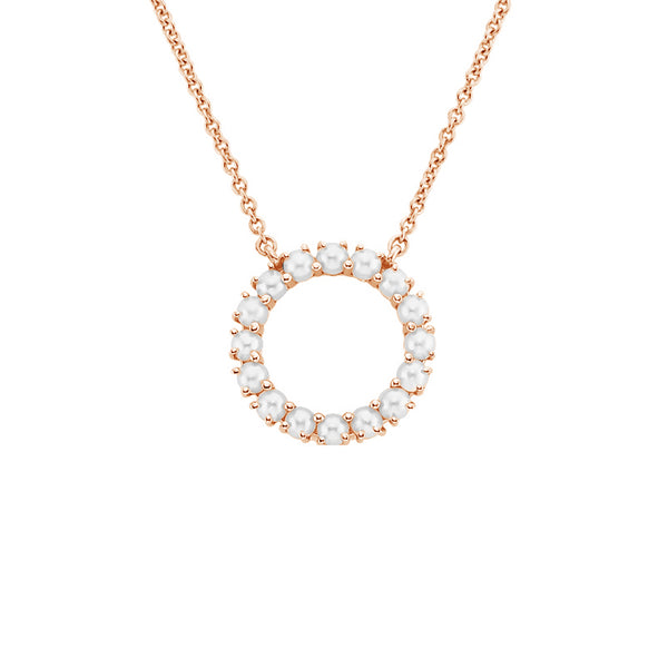 FX0636 925 Sterling Silver Circle Pearl Pendant Necklace
