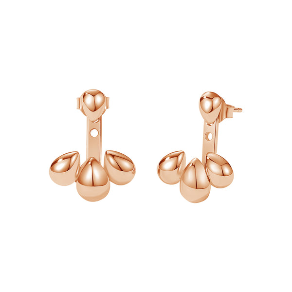 FE1867 925 Sterling Silver Lotus Ear Jacket & Front Back Earring